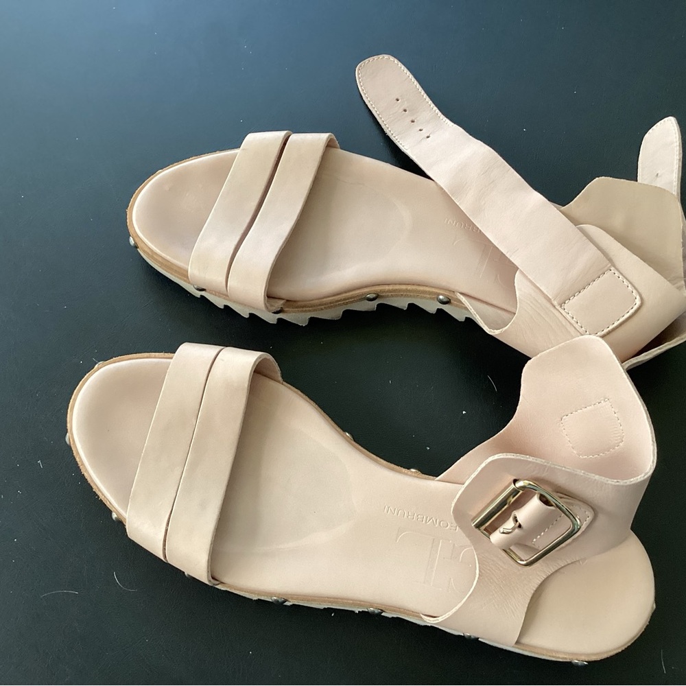 Attilio Giusti Leombruni Cream Sandals with Modern Design Made in Italy Sz 371/2